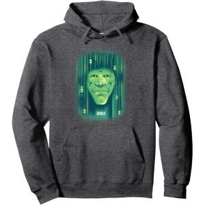 imageWicked Wizard Face Emerald City Pullover HoodieDark Heather Grey