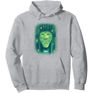 imageWicked Wizard Face Emerald City Pullover HoodieHeather Grey