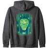 imageWicked Wizard Face Emerald City Front ampamp Back Zip HoodieDark Heather Grey