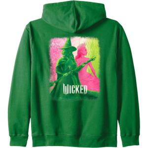 imageWicked Elphaba ampamp Glinda Tonal Zip HoodieDark Green