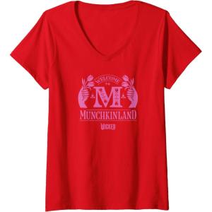 imageWomens Wicked Welcome To Munchkinland VNeck TShirtRed