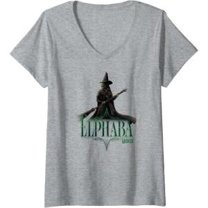 imageWomens Wicked Elphaba Defying Pose VNeck TShirtHeather Grey