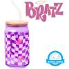 imageSilver Buffalo Wicked Featuring Elphaba Make Your Own Magic Glass Jar Tumbler with Bamboo Lid and Glass Straw 16 OuncesBratz Logo Purple Checkered