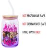 imageSilver Buffalo Wicked Featuring Elphaba Make Your Own Magic Glass Jar Tumbler with Bamboo Lid and Glass Straw 16 OuncesBratz Purple Flames