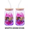 imageSilver Buffalo Wicked Featuring Elphaba Make Your Own Magic Glass Jar Tumbler with Bamboo Lid and Glass Straw 16 OuncesBratz Purple Flames