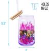 imageSilver Buffalo Wicked Featuring Elphaba Make Your Own Magic Glass Jar Tumbler with Bamboo Lid and Glass Straw 16 OuncesBratz Purple Flames