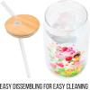 imageSilver Buffalo Wicked Featuring Elphaba Make Your Own Magic Glass Jar Tumbler with Bamboo Lid and Glass Straw 16 OuncesCare Bears and Strawberry Shortcake