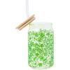 imageSilver Buffalo Wicked Featuring Elphaba Make Your Own Magic Glass Jar Tumbler with Bamboo Lid and Glass Straw 16 OuncesShrek  Flowers  and Mushrooms Doodle