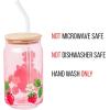 imageSilver Buffalo Wicked Featuring Elphaba Make Your Own Magic Glass Jar Tumbler with Bamboo Lid and Glass Straw 16 OuncesStrawberry Shortcake Sitting on Strawberry