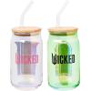 imageSilver Buffalo Wicked Featuring Elphaba Make Your Own Magic Glass Jar Tumbler with Bamboo Lid and Glass Straw 16 OuncesWicked Elphaba and Glinda 2 Pack