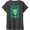 imageWomens Wicked Wizard Face Emerald City Front ampamp Back VNeck TShirtDark Heather Grey