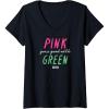 imageWomens Wicked Pink Goes Good With Green VNeck TShirtBlack
