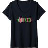 imageWomens Wicked Pink ampamp Green VNeck TShirtBlack
