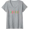 imageWomens Wicked Pink ampamp Green VNeck TShirtHeather Grey