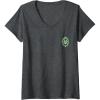 imageWomens Wicked Wizard Face Emerald City Front ampamp Back VNeck TShirtDark Heather Grey