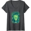 imageWomens Wicked Wizard Face Emerald City VNeck TShirtDark Heather Grey