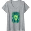 imageWomens Wicked Wizard Face Emerald City VNeck TShirtHeather Grey