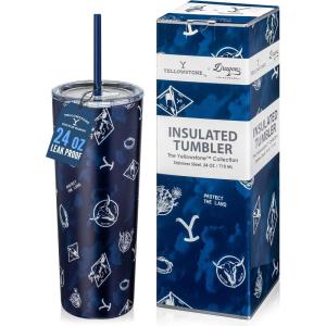 imageDragon Glassware x Barbie Vacuum Insulated Stainless Steel Tumbler with Lid and Straw  Festive Holiday Travel Coffee Tumbler Cup to Keep Drinks Hot or Cold Fits Cup Holders  Christmas ThemeYellowstone  Protect