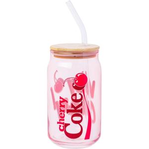 imageSilver Buffalo Wicked Featuring Elphaba Make Your Own Magic Glass Jar Tumbler with Bamboo Lid and Glass Straw 16 OuncesCherry Coke
