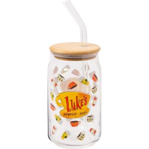 imageSilver Buffalo Wicked Featuring Elphaba Make Your Own Magic Glass Jar Tumbler with Bamboo Lid and Glass Straw 16 OuncesGilmore Girls