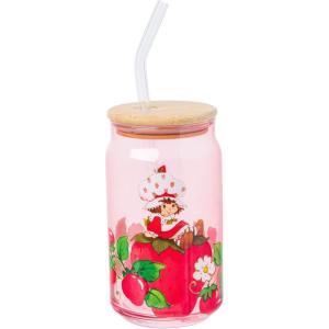 imageSilver Buffalo Wicked Featuring Elphaba Make Your Own Magic Glass Jar Tumbler with Bamboo Lid and Glass Straw 16 OuncesStrawberry Shortcake Sitting on Strawberry