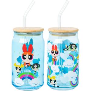 imageSilver Buffalo Wicked Featuring Elphaba Make Your Own Magic Glass Jar Tumbler with Bamboo Lid and Glass Straw 16 OuncesThe Powerpuff Girls 2 Pack