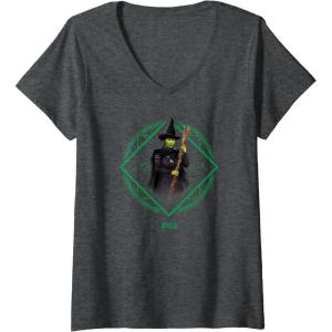 imageWomens Wicked Elphaba Portrait VNeck TShirtDark Heather Grey