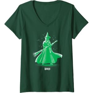 imageWomens Wicked Elphaba Pose Tonal VNeck TShirtDark Green