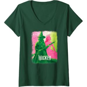 imageWomens Wicked Elphaba ampamp Glinda Tonal VNeck TShirtDark Green