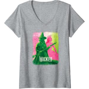 imageWomens Wicked Elphaba ampamp Glinda Tonal VNeck TShirtHeather Grey