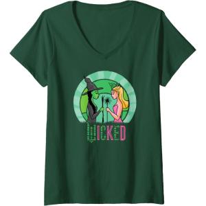 imageWomens Wicked Glinda ampamp Elphaba Sketched VNeck TShirtDark Green