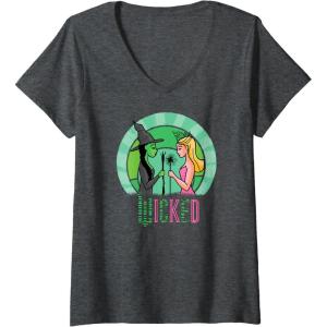 imageWomens Wicked Glinda ampamp Elphaba Sketched VNeck TShirtDark Heather Grey