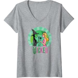 imageWomens Wicked Glinda ampamp Elphaba Sketched VNeck TShirtHeather Grey