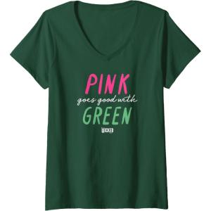 imageWomens Wicked Pink Goes Good With Green VNeck TShirtDark Green