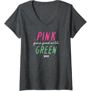imageWomens Wicked Pink Goes Good With Green VNeck TShirtDark Heather Grey