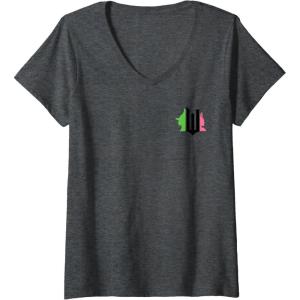 imageWomens Wicked Pink ampamp Green Front ampamp Back VNeck TShirtDark Heather Grey