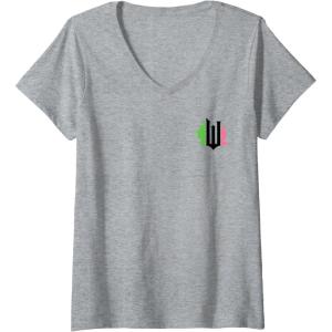 imageWomens Wicked Pink ampamp Green Front ampamp Back VNeck TShirtHeather Grey
