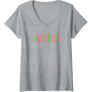 imageWomens Wicked Pink ampamp Green VNeck TShirtHeather Grey