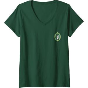 imageWomens Wicked Wizard Face Emerald City Front ampamp Back VNeck TShirtDark Green