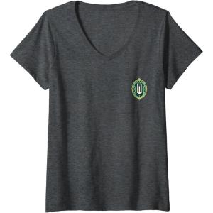 imageWomens Wicked Wizard Face Emerald City Front ampamp Back VNeck TShirtDark Heather Grey