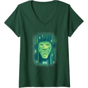 imageWomens Wicked Wizard Face Emerald City VNeck TShirtDark Green