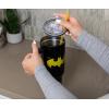 imageSilver Buffalo Wicked Elphaba Not Your Basic Witch Ombre Stainless Steel Tumbler with Handle and Straw Fits in Standard Cup Holder 40 OuncesBatman