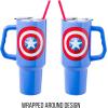 imageSilver Buffalo Wicked Elphaba Not Your Basic Witch Ombre Stainless Steel Tumbler with Handle and Straw Fits in Standard Cup Holder 40 OuncesCaptain America