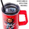 imageSilver Buffalo Wicked Elphaba Not Your Basic Witch Ombre Stainless Steel Tumbler with Handle and Straw Fits in Standard Cup Holder 40 OuncesChucky Wanna Play