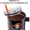 imageSilver Buffalo Wicked Elphaba Not Your Basic Witch Ombre Stainless Steel Tumbler with Handle and Straw Fits in Standard Cup Holder 40 OuncesChucky Wanna Play Spooky Scary