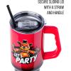 imageSilver Buffalo Wicked Elphaba Not Your Basic Witch Ombre Stainless Steel Tumbler with Handle and Straw Fits in Standard Cup Holder 40 OuncesFive Nights at Freddys Lets Party