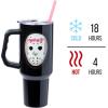imageSilver Buffalo Wicked Elphaba Not Your Basic Witch Ombre Stainless Steel Tumbler with Handle and Straw Fits in Standard Cup Holder 40 OuncesFriday the 13th Hockey Mask