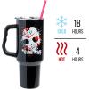 imageSilver Buffalo Wicked Elphaba Not Your Basic Witch Ombre Stainless Steel Tumbler with Handle and Straw Fits in Standard Cup Holder 40 OuncesFriday the 13th Splatter