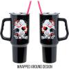 imageSilver Buffalo Wicked Elphaba Not Your Basic Witch Ombre Stainless Steel Tumbler with Handle and Straw Fits in Standard Cup Holder 40 OuncesFriday the 13th Splatter