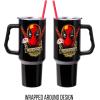 imageSilver Buffalo Wicked Elphaba Not Your Basic Witch Ombre Stainless Steel Tumbler with Handle and Straw Fits in Standard Cup Holder 40 OuncesMarvel Deadpool